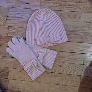 Kate Spade Light Pink English Rose Knit Hat and Gloves Set - BNWOT